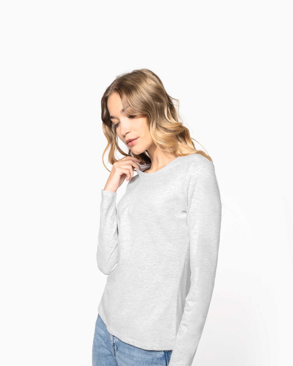 T-shirts KARIBAN Dames T-shirt ronde hals lange mouwen voor bedrukking &amp; borduring