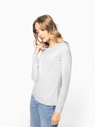 T-shirt col rond manches longues femme