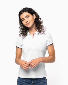 Polo maille piquée manches courtes femme