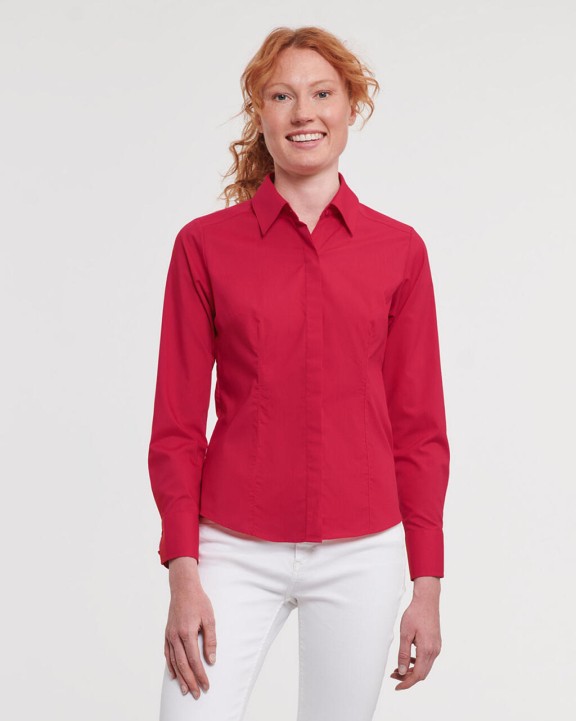 RUSSELL Ladies'' LS Fitted Poplin Shirt Hemden personalisierbar