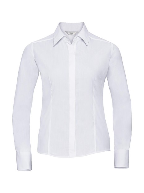 RUSSELL Ladies'' LS Fitted Poplin Shirt /api/colors/7a92cd2d-10d2-40b4-928b-296bb7487506 personnalisable