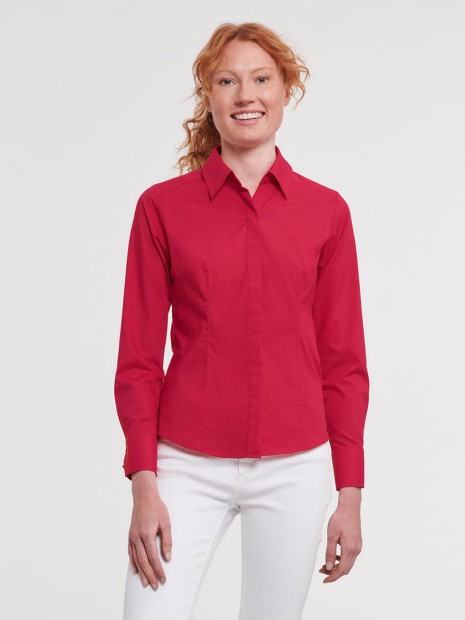 Chemises à personnaliser RUSSELL Ladies'' LS Fitted Poplin Shirt 