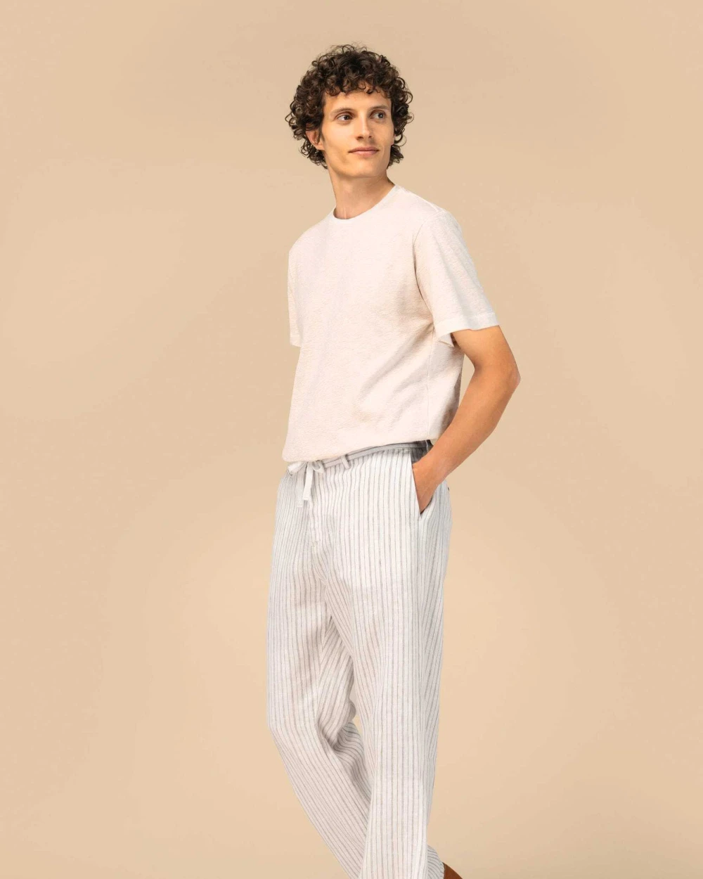 SPASSO Gestreifte Leinenhose für Herren Hosen personalisierbar