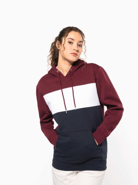 Sweat-shirts à personnaliser KARIBAN Sweat-shirt tricolore à capuche unisexe 