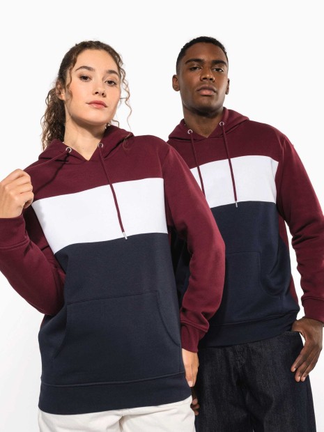 Sweat-shirts à personnaliser KARIBAN Sweat-shirt tricolore à capuche unisexe 