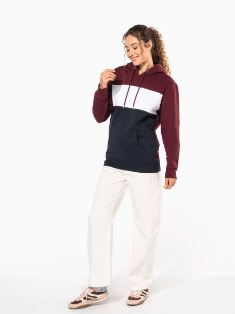 Sweat-shirts à personnaliser KARIBAN Sweat-shirt tricolore à capuche unisexe 