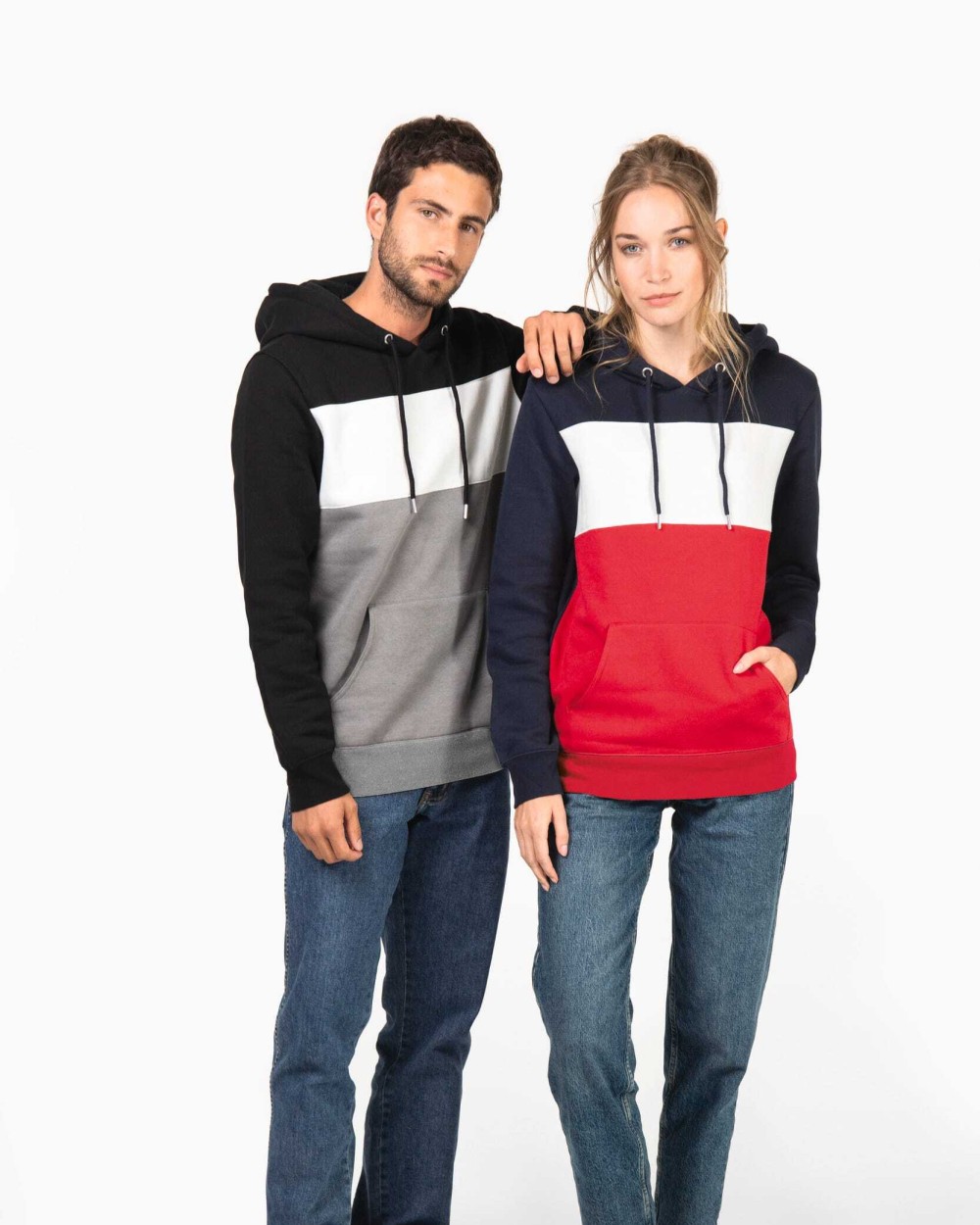 KARIBAN Dreifarbiges Kapuzensweatshirt, Unisex Sweatshirts personalisierbar