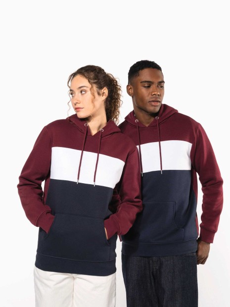 Sweat-shirts à personnaliser KARIBAN Sweat-shirt tricolore à capuche unisexe 