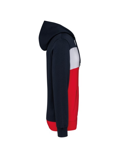 KARIBAN Sweat-shirt tricolore à capuche unisexe /api/colors/fb6696fa-d893-4b95-930f-c4599194ab49 personnalisable