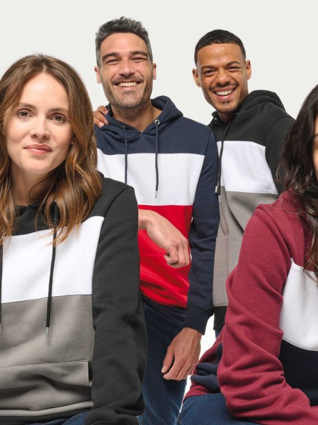 Sweat-shirts à personnaliser KARIBAN Sweat-shirt tricolore à capuche unisexe 