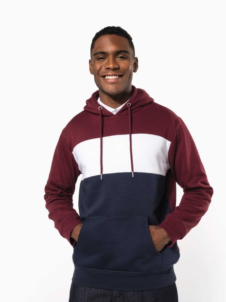 Sweat-shirts à personnaliser KARIBAN Sweat-shirt tricolore à capuche unisexe 