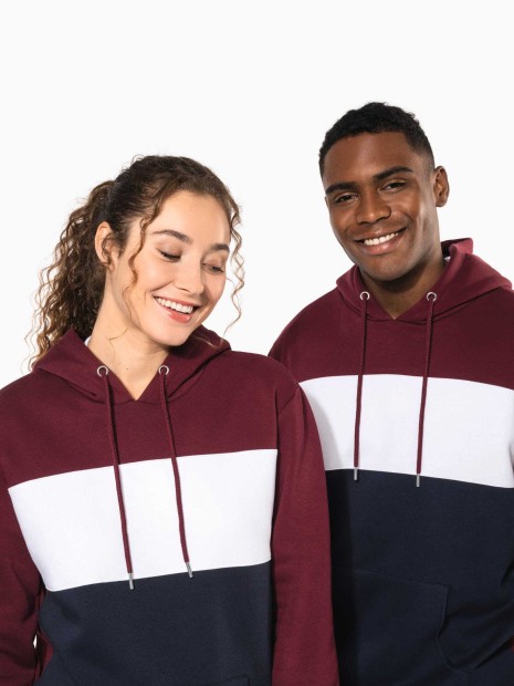 Sweat-shirts à personnaliser KARIBAN Sweat-shirt tricolore à capuche unisexe 