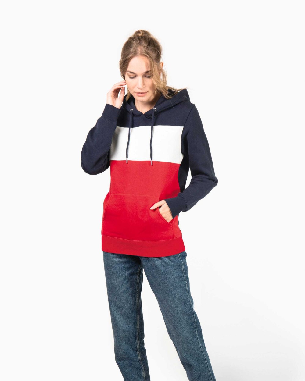 Sweaters & hoodies KARIBAN Driekleurige unisex sweater met capuchon voor bedrukking &amp; borduring