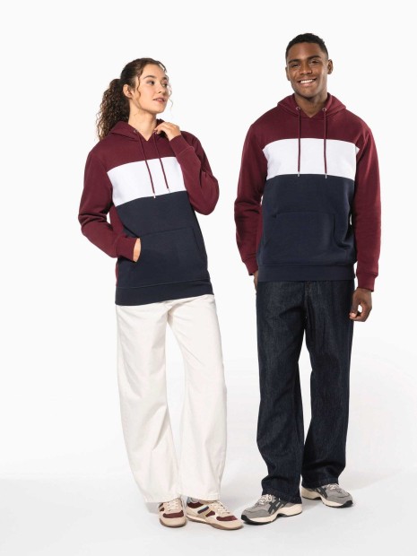 Sweat-shirts à personnaliser KARIBAN Sweat-shirt tricolore à capuche unisexe 