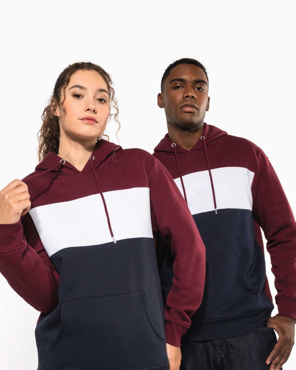 KARIBAN Dreifarbiges Kapuzensweatshirt, Unisex Sweatshirts personalisierbar