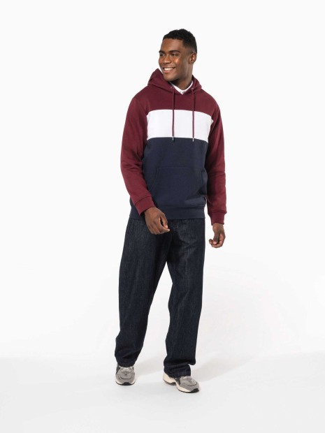 Sweat-shirts à personnaliser KARIBAN Sweat-shirt tricolore à capuche unisexe 