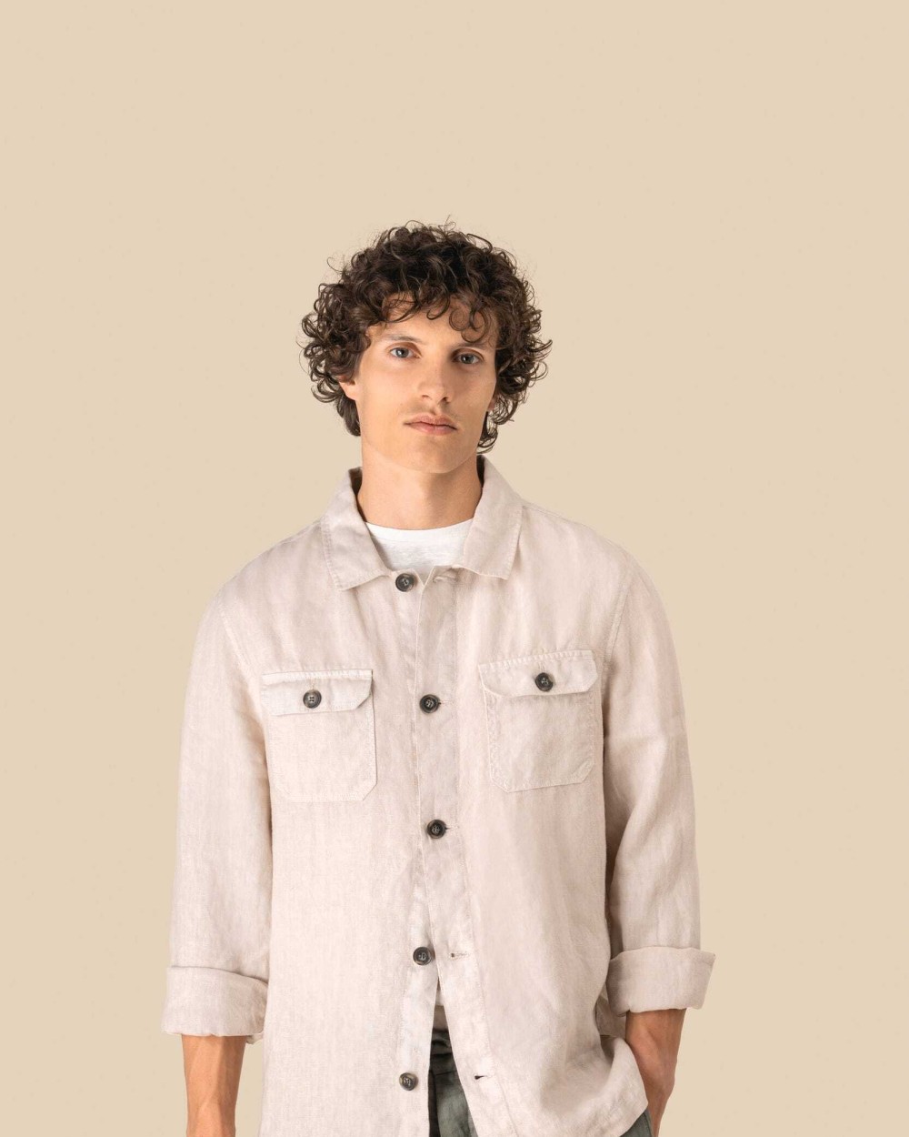 SPASSO Ausgewaschene Herrenhemdjacke aus Leinen Hemden personalisierbar