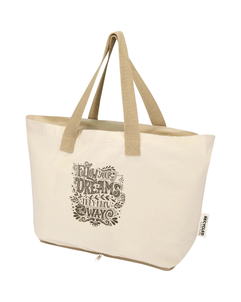 4DO Sierra 140 g/m² Faltbare Tragetasche aus GRS recycelter Baumwolle 12L Tote Bags personalisierbar