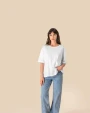 T-shirts SPASSO Ecologisch oversized dames slub-T-shirt met afhangende schouders voor bedrukking &amp; borduring
