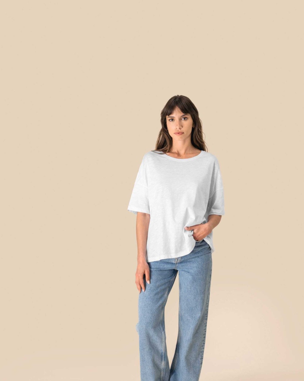 SPASSO Umweltfreundliches Damen-Slub-Oversize-T-Shirt mit überschnittenen Schultern T-Shirts personalisierbar