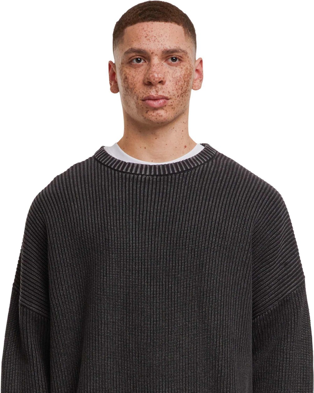 BUILD YOUR BRAND Acid washed knitted oversized sweater Sweatshirts personalisierbar