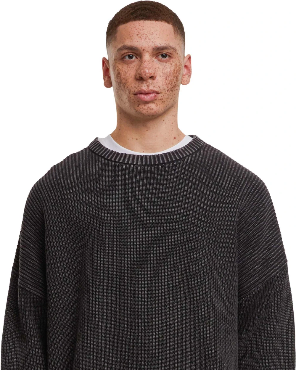 Sweaters & hoodies BUILD YOUR BRAND Acid washed knitted oversized sweater voor bedrukking &amp; borduring