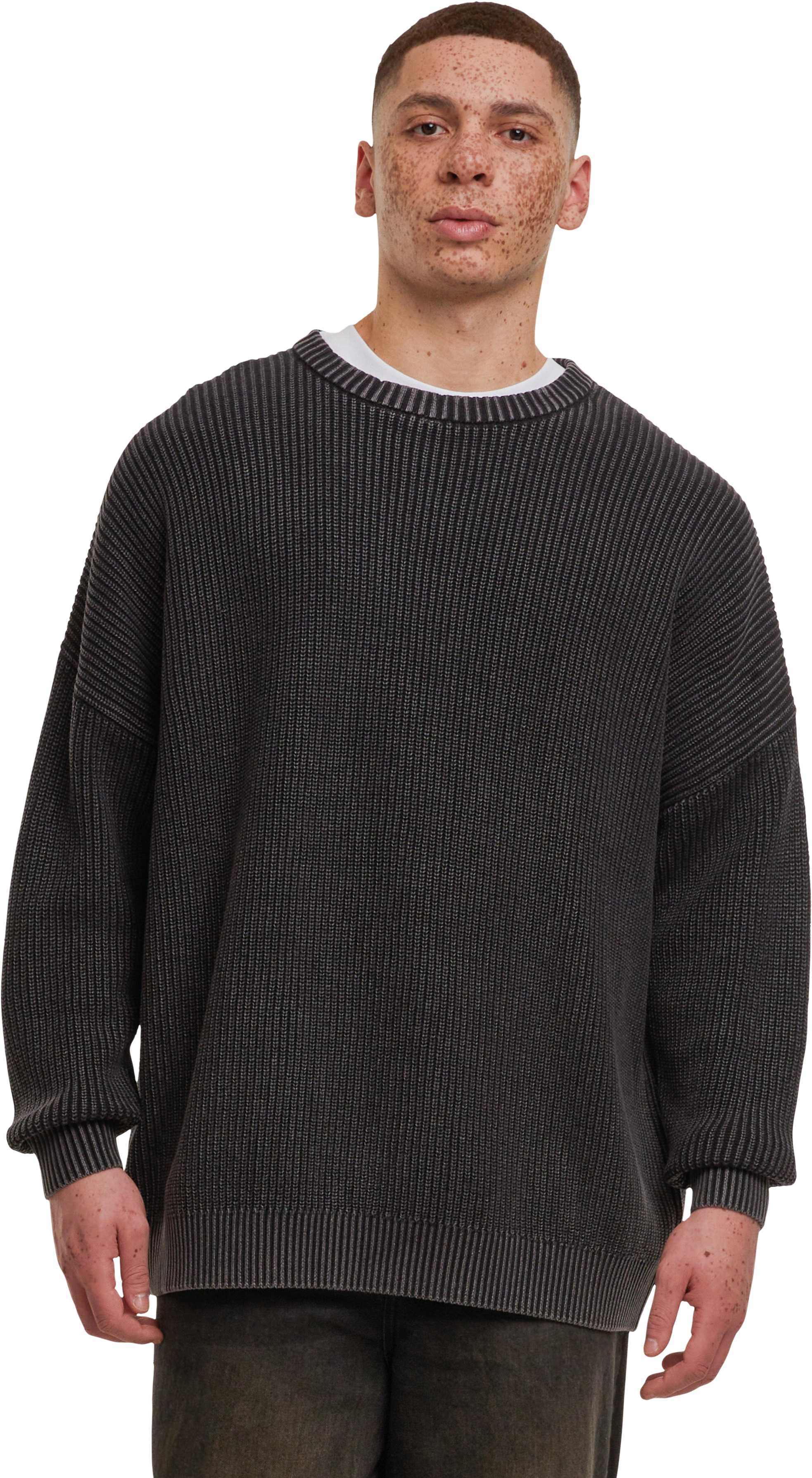 BUILD YOUR BRAND Acid washed knitted oversized sweater Sweatshirts personalisierbar