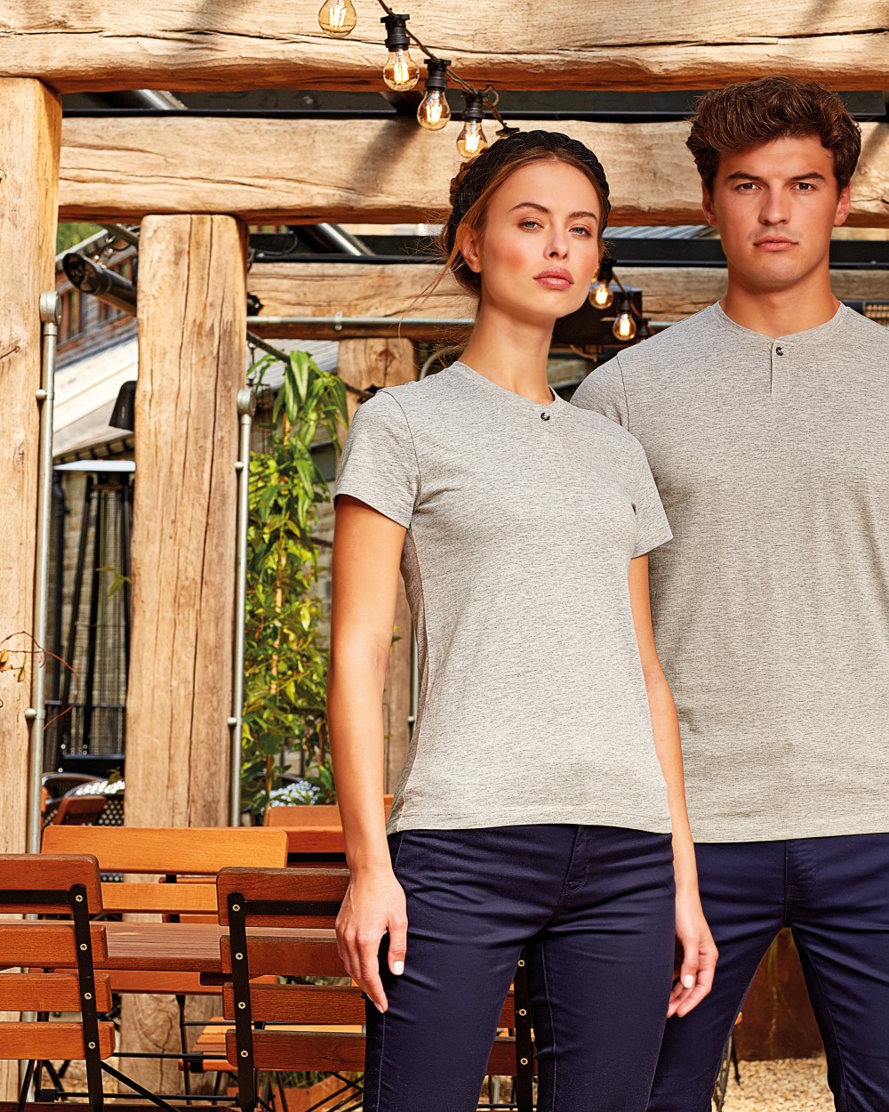 T-shirts PREMIER Ecologisch heren-T-shirt ‘Comis’ met knoopjeshals voor bedrukking &amp; borduring