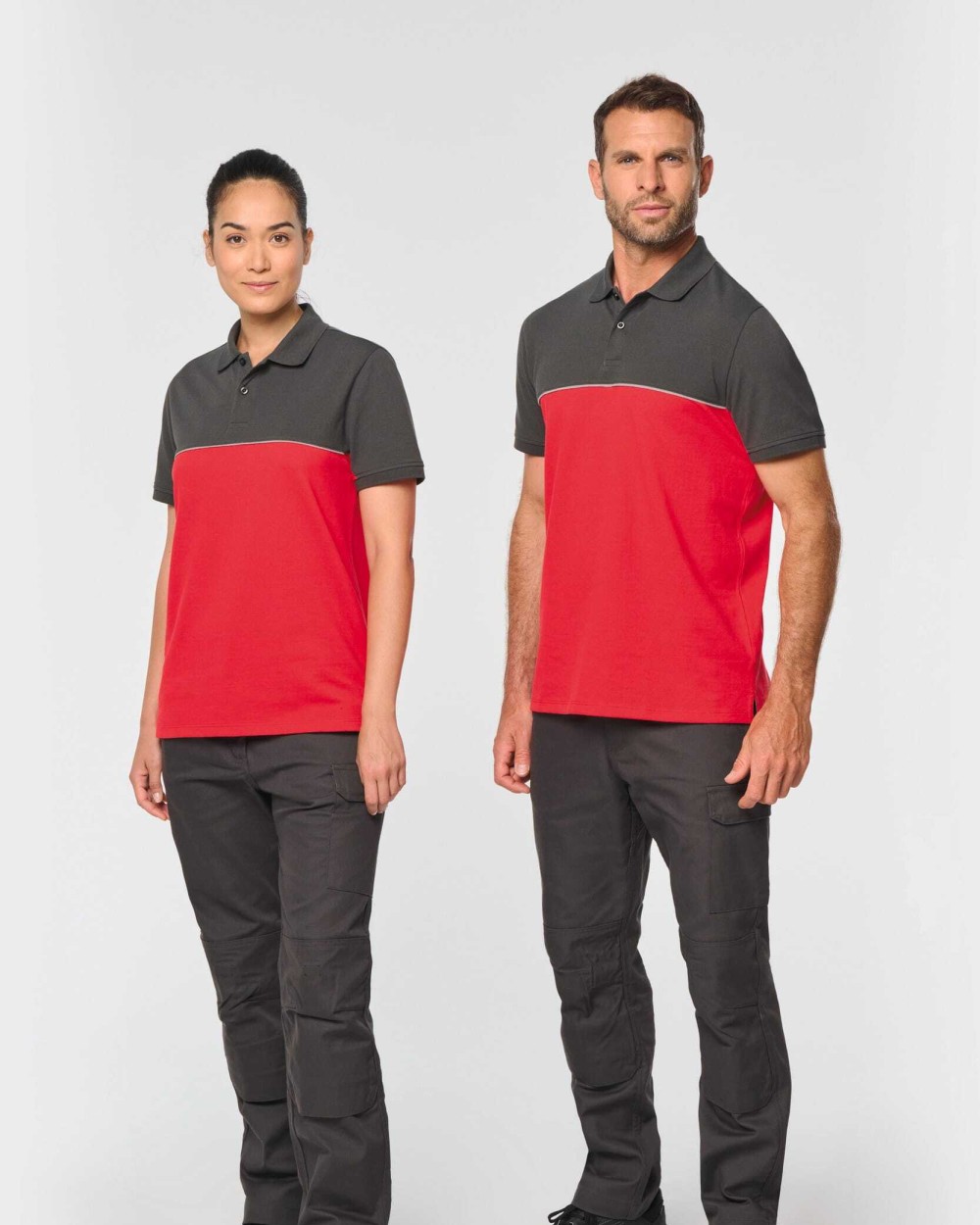 Polo's WK. DESIGNED TO WORK Ecologische uniseks polo met korte mouwen in twee kleuren voor bedrukking &amp; borduring