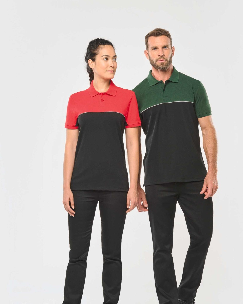 Polo's WK. DESIGNED TO WORK Ecologische uniseks polo met korte mouwen in twee kleuren voor bedrukking &amp; borduring