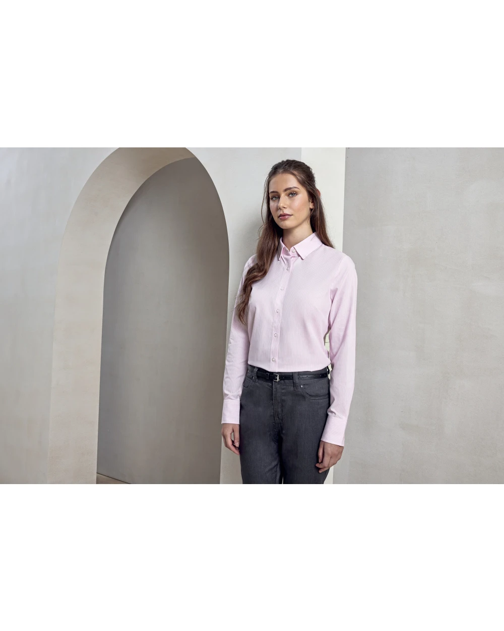 Hemden PREMIER Ladies Cotton Rich Oxford Stripes Shirt voor bedrukking &amp; borduring
