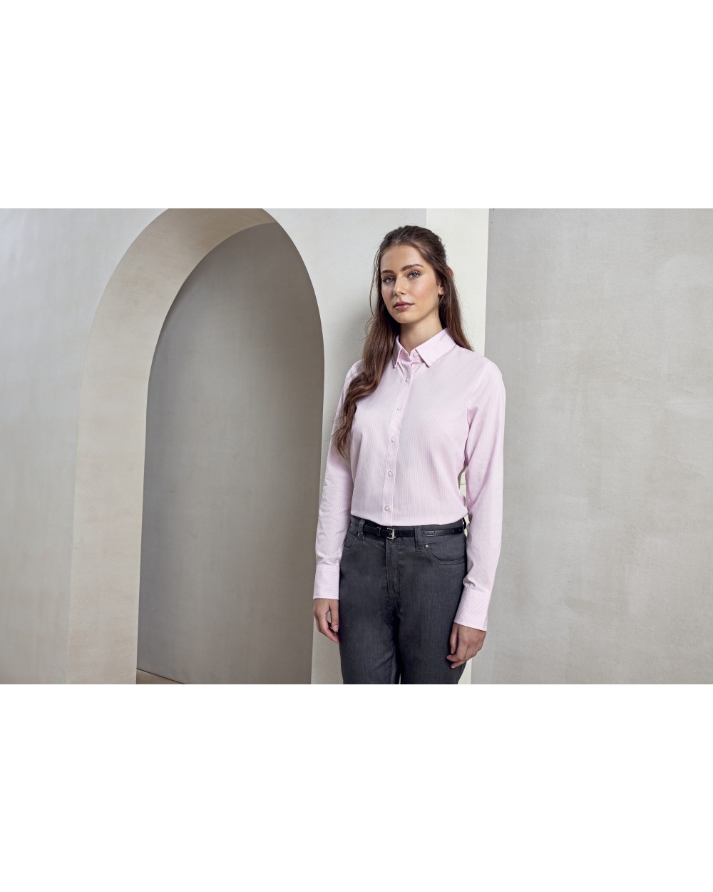 Hemden PREMIER Ladies Cotton Rich Oxford Stripes Shirt voor bedrukking &amp; borduring