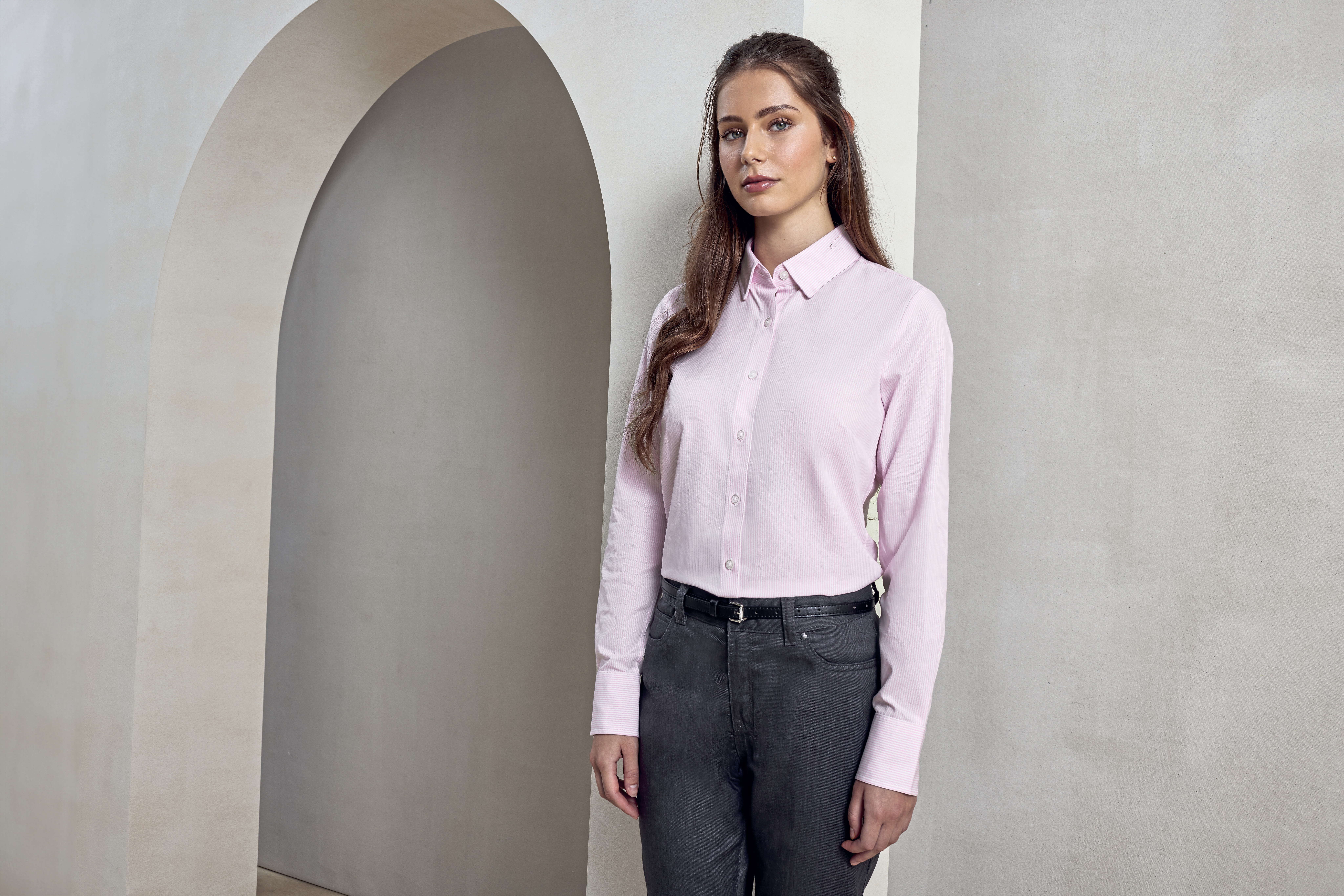 Chemises personnalisable PREMIER Ladies Cotton Rich Oxford Stripes Shirt