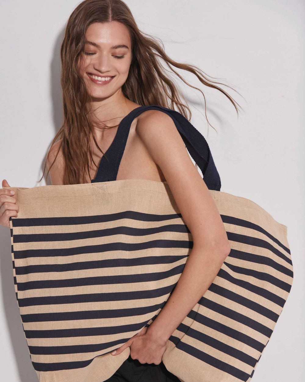 Tassen & Zakken KIMOOD Grote strandtas van jute/katoen voor bedrukking &amp; borduring