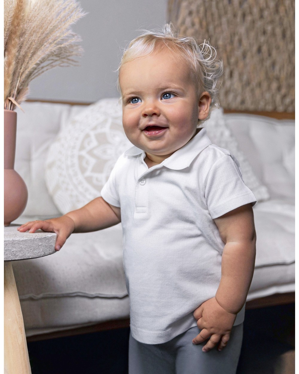 Polo's LINK KIDS WEAR Organic Baby Polo Short Sleeve Teddy 01 voor bedrukking &amp; borduring