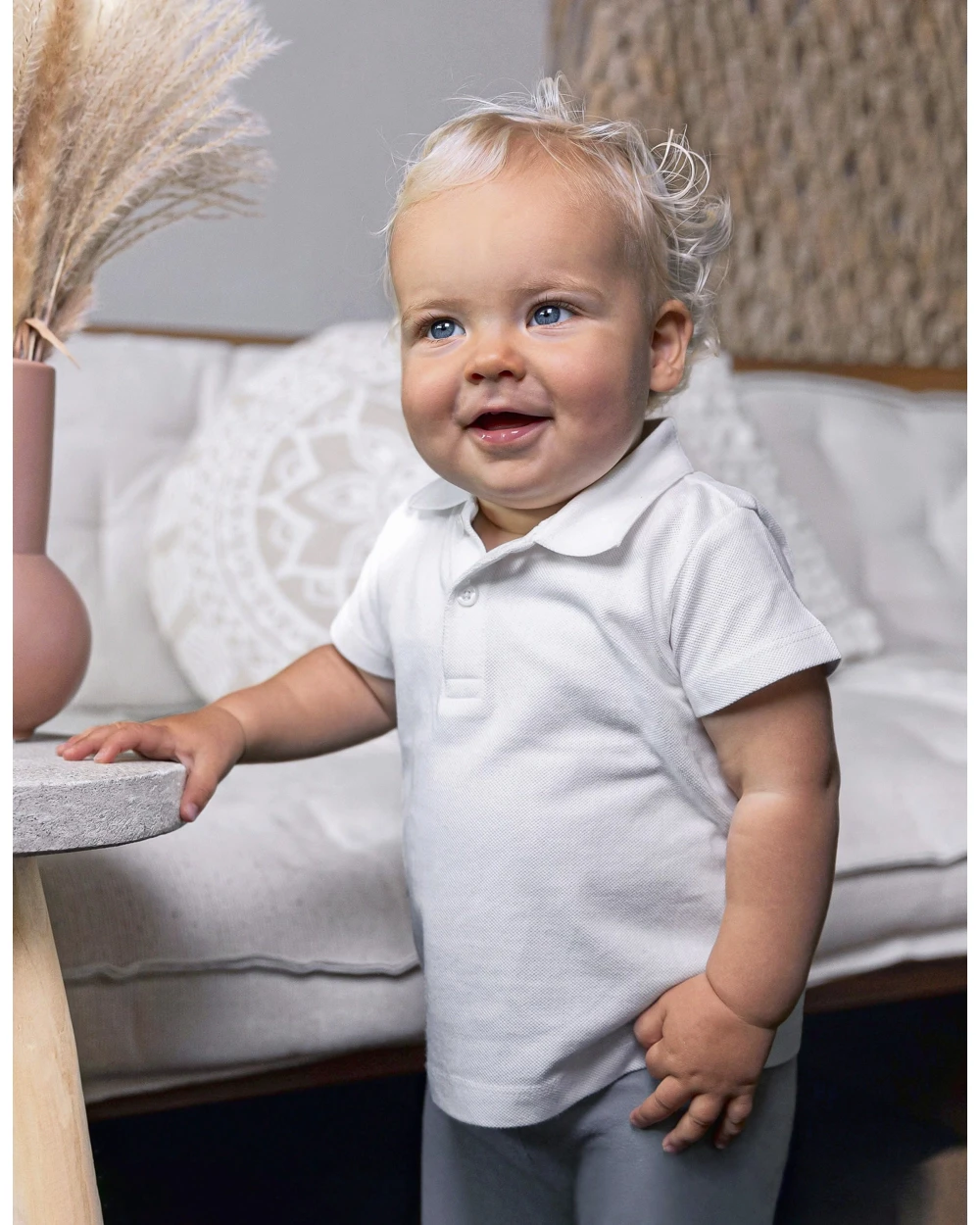 Polo's LINK KIDS WEAR Organic Baby Polo Short Sleeve Teddy 01 voor bedrukking &amp; borduring