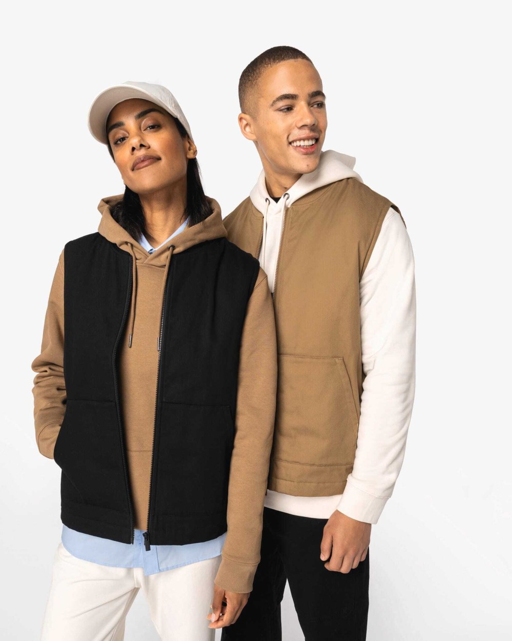 Vestes personnalisable NATIVE SPIRIT Bodywarmer rembourré en sergé écoresponsable à col teddy unisexe