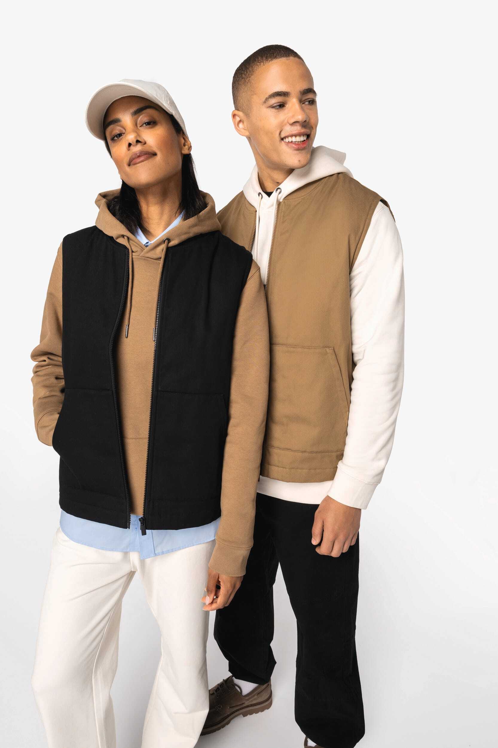 Vestes personnalisable NATIVE SPIRIT Bodywarmer rembourré en sergé écoresponsable à col teddy unisexe