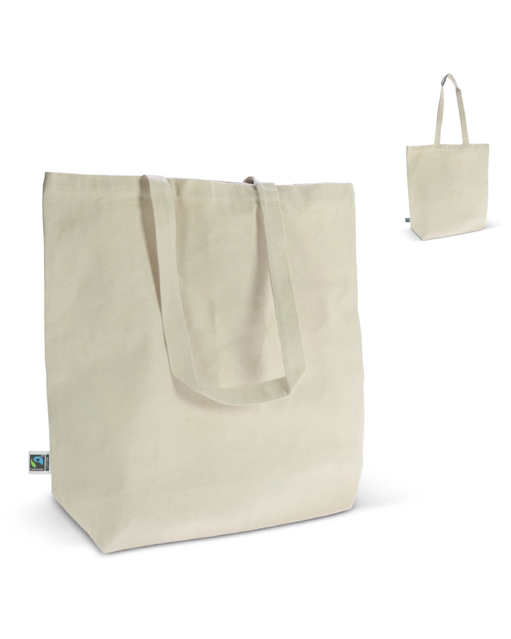 Tassen & Zakken 4DO Fairtrade katoenen tas ecru lang 270g/m² 42x12x43 cm voor bedrukking &amp; borduring