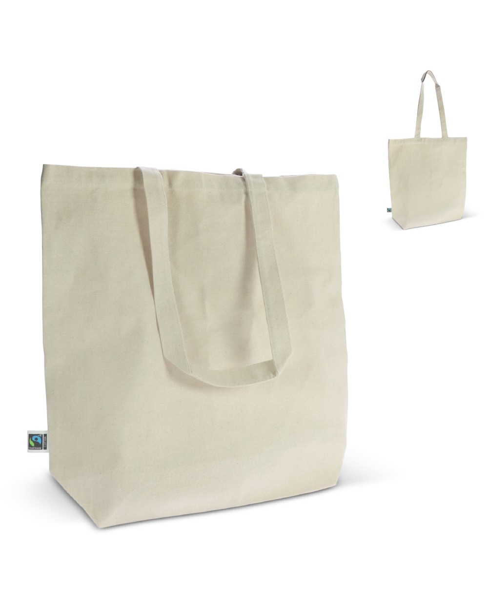 Tassen & Zakken 4DO Fairtrade katoenen tas ecru lang 270g/m² 42x12x43 cm voor bedrukking &amp; borduring