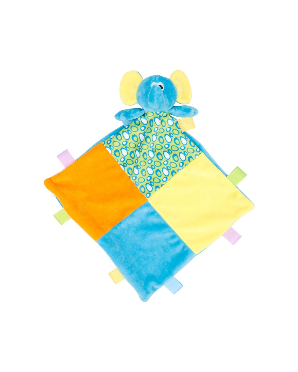 Benodigdheden MUMBLES Veelkleurig plat knuffeldoekje olifant voor bedrukking &amp; borduring