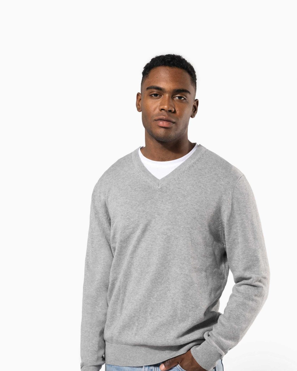 KARIBAN Premium-Pullover mit V-Ausschnitt Pullovers personalisierbar