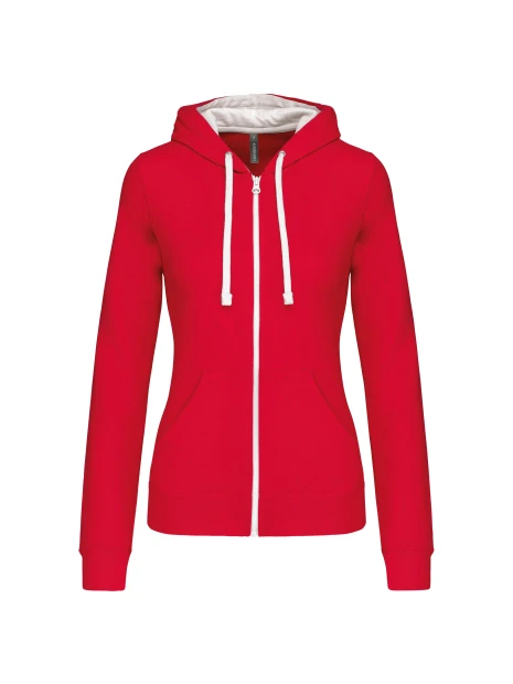 KARIBAN Sweat-shirt zippé capuche contrastée femme /api/colors/b7356eda-6c72-4d03-829c-6a61c9e04b1f personnalisable