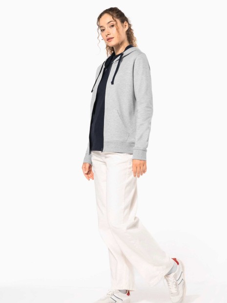 Sweat-shirts à personnaliser KARIBAN Sweat-shirt zippé capuche contrastée femme 