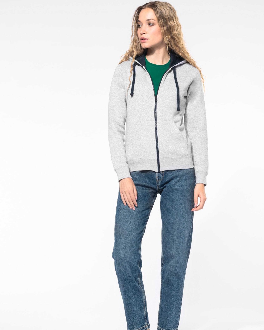 Sweat-shirts personnalisable KARIBAN Sweat-shirt zippé capuche contrastée femme