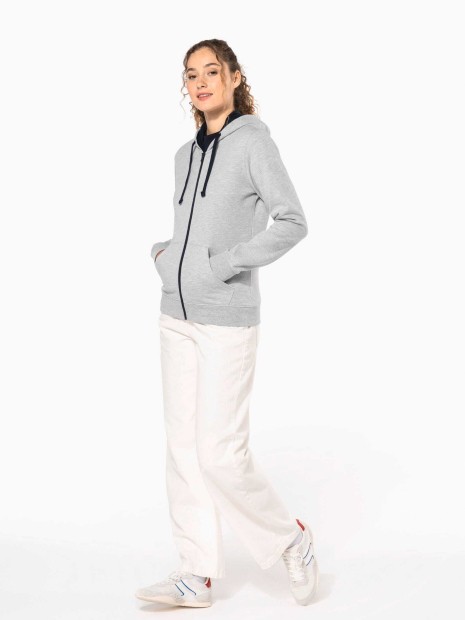 Sweat-shirts à personnaliser KARIBAN Sweat-shirt zippé capuche contrastée femme 