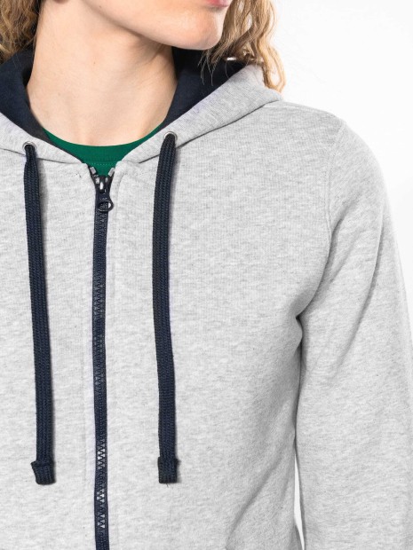Sweat-shirts à personnaliser KARIBAN Sweat-shirt zippé capuche contrastée femme 