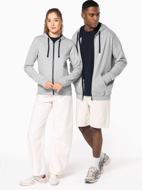 Sweat-shirts à personnaliser KARIBAN Sweat-shirt zippé capuche contrastée femme 