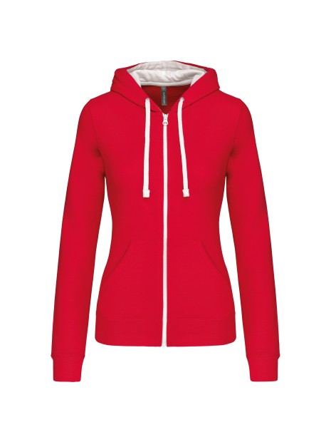 KARIBAN Sweat-shirt zippé capuche contrastée femme /api/colors/b7356eda-6c72-4d03-829c-6a61c9e04b1f personnalisable