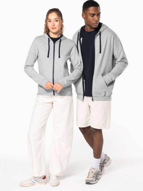 Sweat-shirts à personnaliser KARIBAN Sweat-shirt zippé capuche contrastée femme 